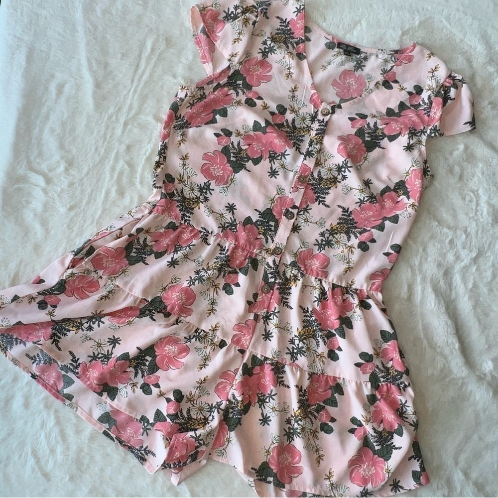 Lily Rose Pink Floral Button Down Romper